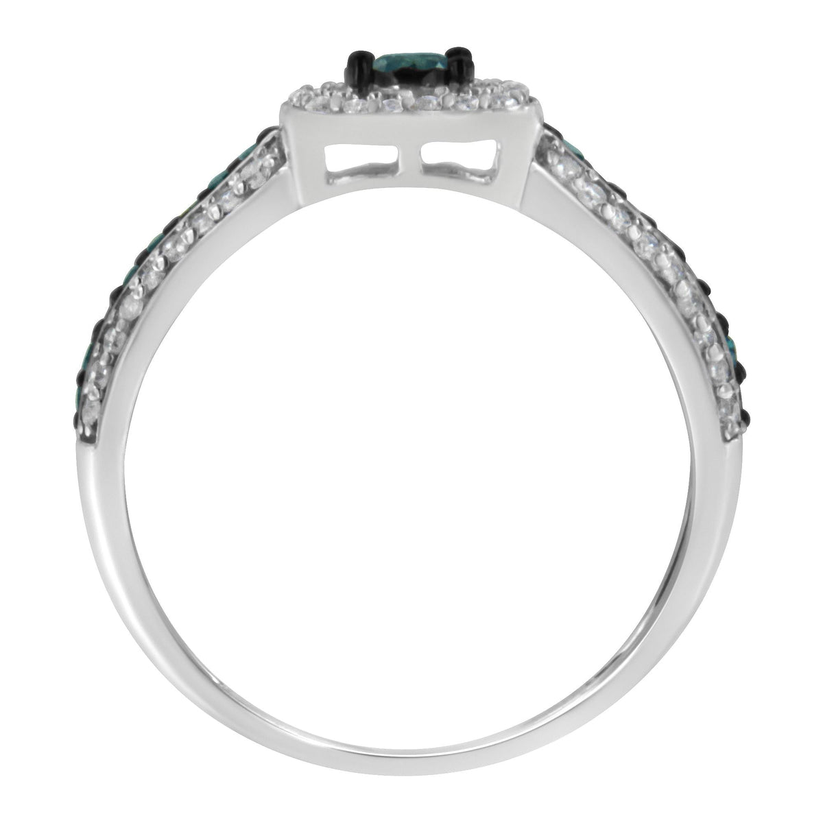 .925 Sterling Silver Treated Blue Miracle-Set Diamond Engagement Ring (1/2 Cttw, J-K Color, I1-I2 Clarity) - JackiEaslick