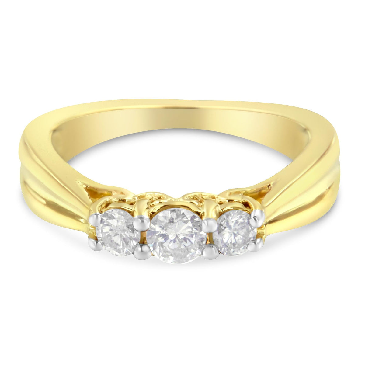 10K Yellow Gold Three-stone Diamond Ring (0.50 cttw, J-K Color, I2-I3 Clarity) - JackiEaslick