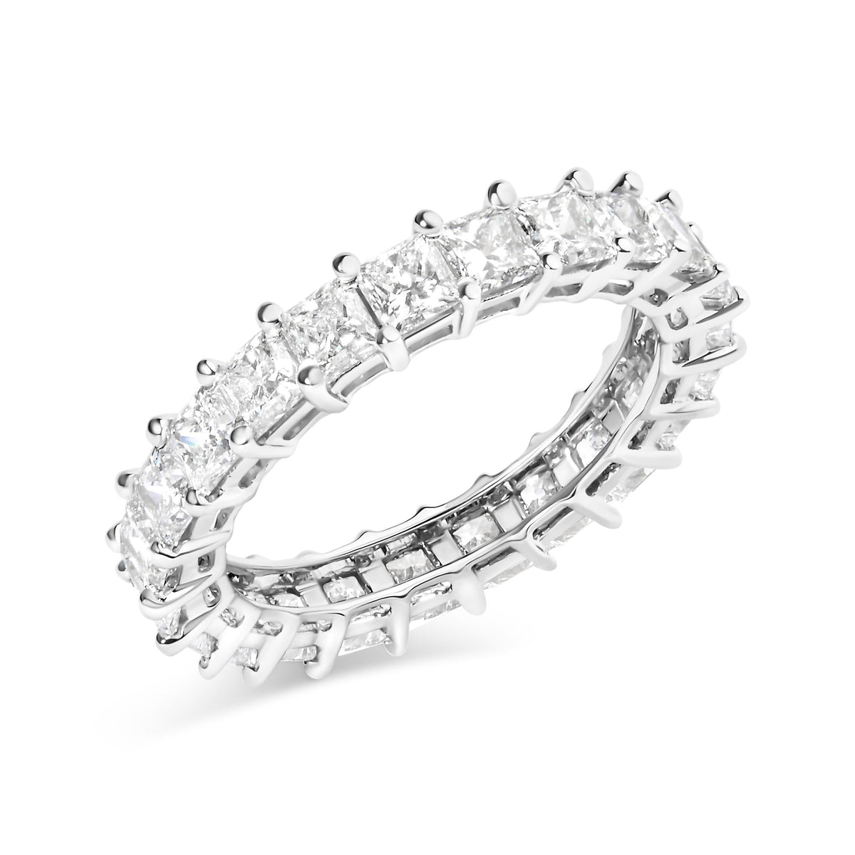 14K White Gold 3.0 Cttw Princess Lab Grown Diamond Eternity Band Ring (F-G Color, VS1-VS2 Clarity)