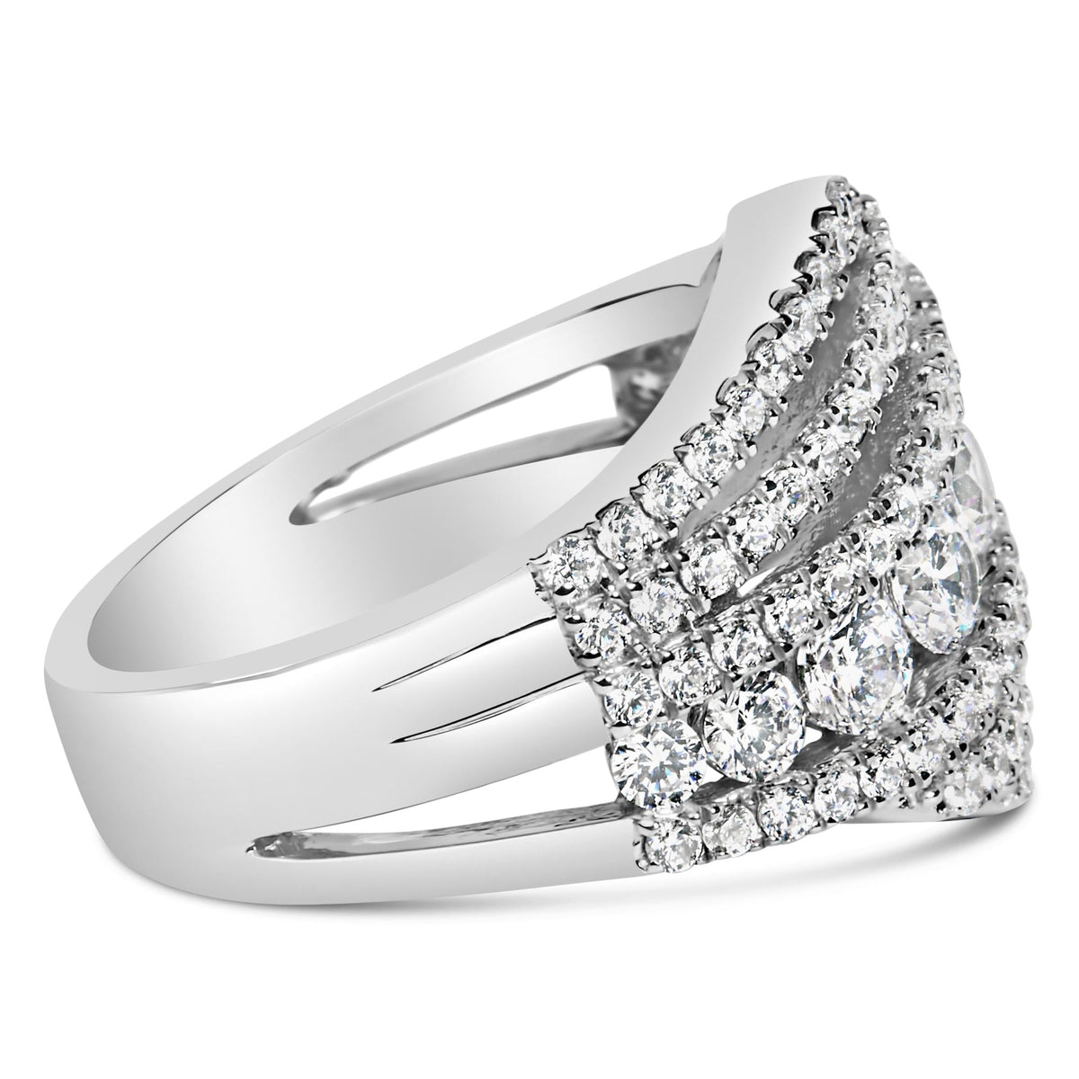 .925 Sterling Silver 2.00 Cttw Lab Grown Diamond Cluster Band Ring