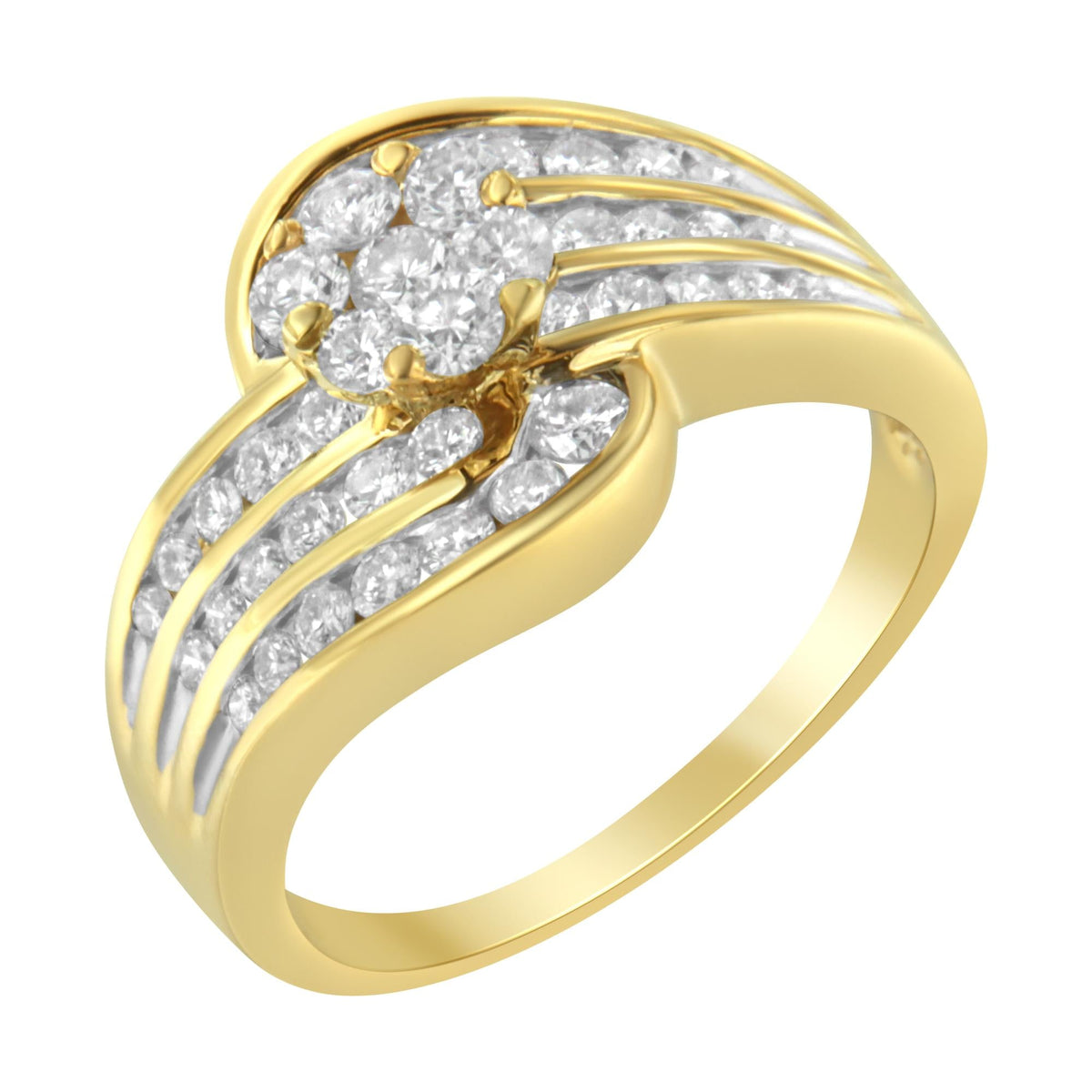 14K Yellow Gold Diamond Cocktail Bypass Ring (1 1/2 Cttw, H-I Color, SI2-I1 Clarity) - JackiEaslick
