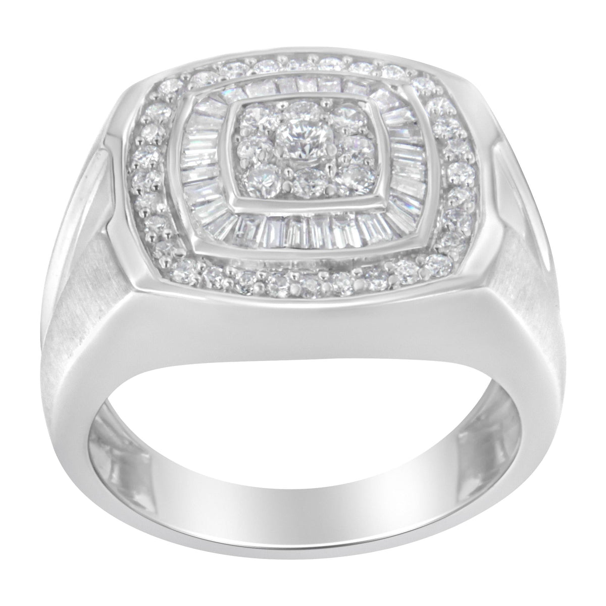 14K White Gold Men's Diamond Band Ring (1 cttw, H-I Color, SI1-I2 Clarity) - JackiEaslick