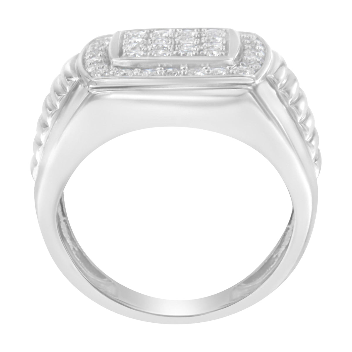 14K White Gold Men's Diamond Squared Band Ring (1 cttw, H-I Color, SI2-I1 Clarity) - JackiEaslick