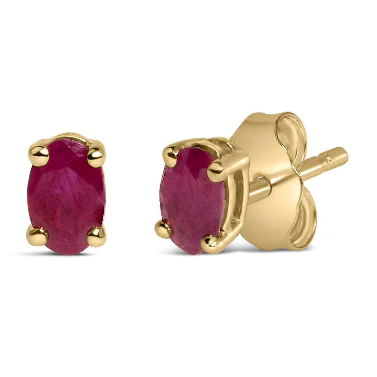 14K Gold Oval Cut Gemstone Birthstone 5x3 mm Stud Earrings
