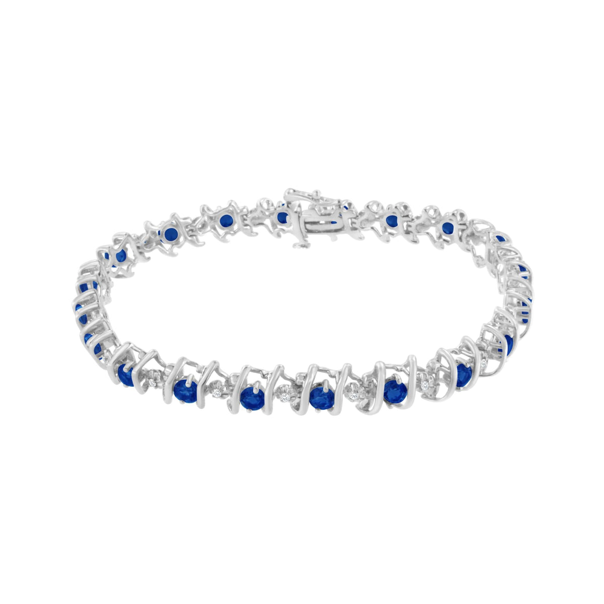 .925 Sterling Silver Lab-Grown Birthstone and 1/6 Cttw Round Diamond Tennis Bracelet (H-I Color, I1-I2 Clarity) - JackiEaslick