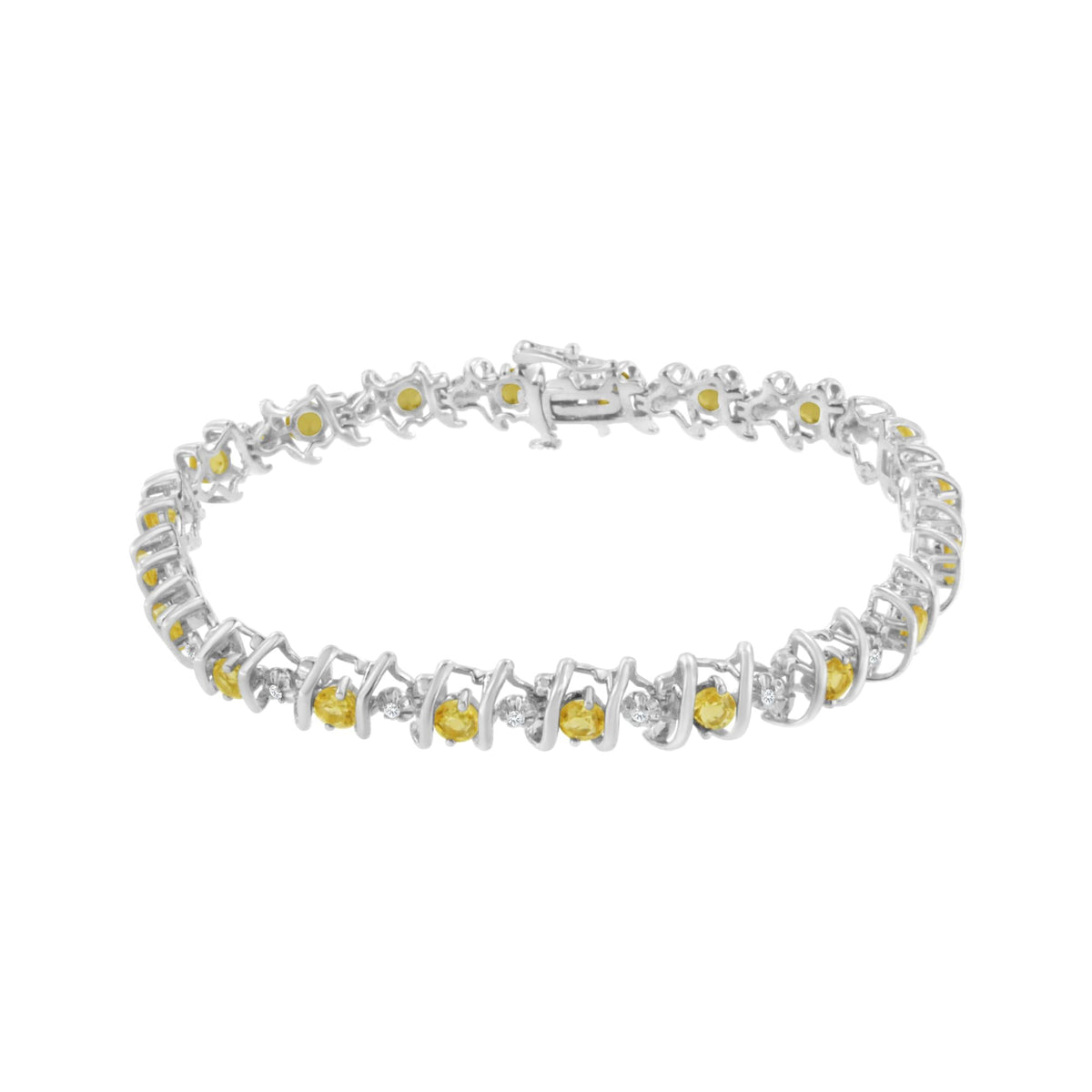 .925 Sterling Silver Lab-Grown Birthstone and 1/6 Cttw Round Diamond Tennis Bracelet (H-I Color, I1-I2 Clarity) - JackiEaslick