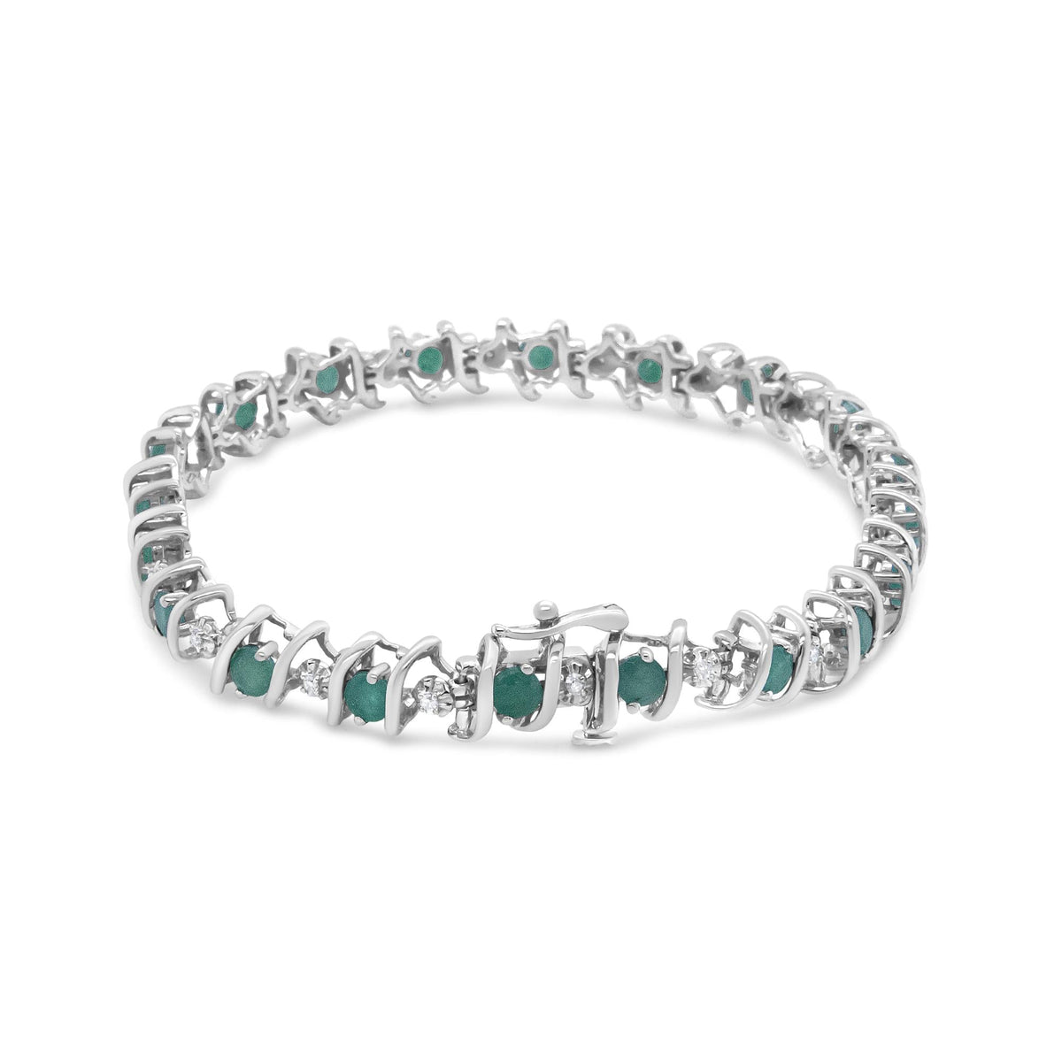 .925 Sterling Silver Lab-Grown Birthstone and 1/6 Cttw Round Diamond Tennis Bracelet (H-I Color, I1-I2 Clarity) - JackiEaslick
