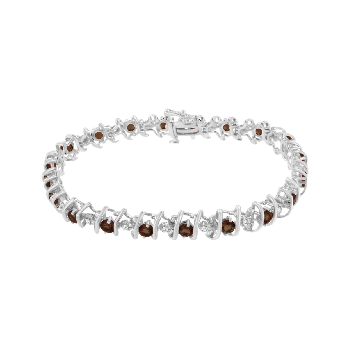 .925 Sterling Silver Lab-Grown Birthstone and 1/6 Cttw Round Diamond Tennis Bracelet (H-I Color, I1-I2 Clarity) - JackiEaslick