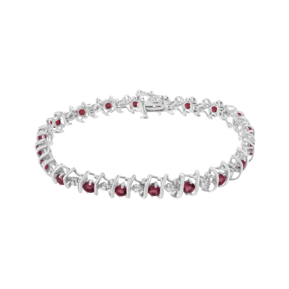 .925 Sterling Silver Lab-Grown Birthstone and 1/6 Cttw Round Diamond Tennis Bracelet (H-I Color, I1-I2 Clarity) - JackiEaslick