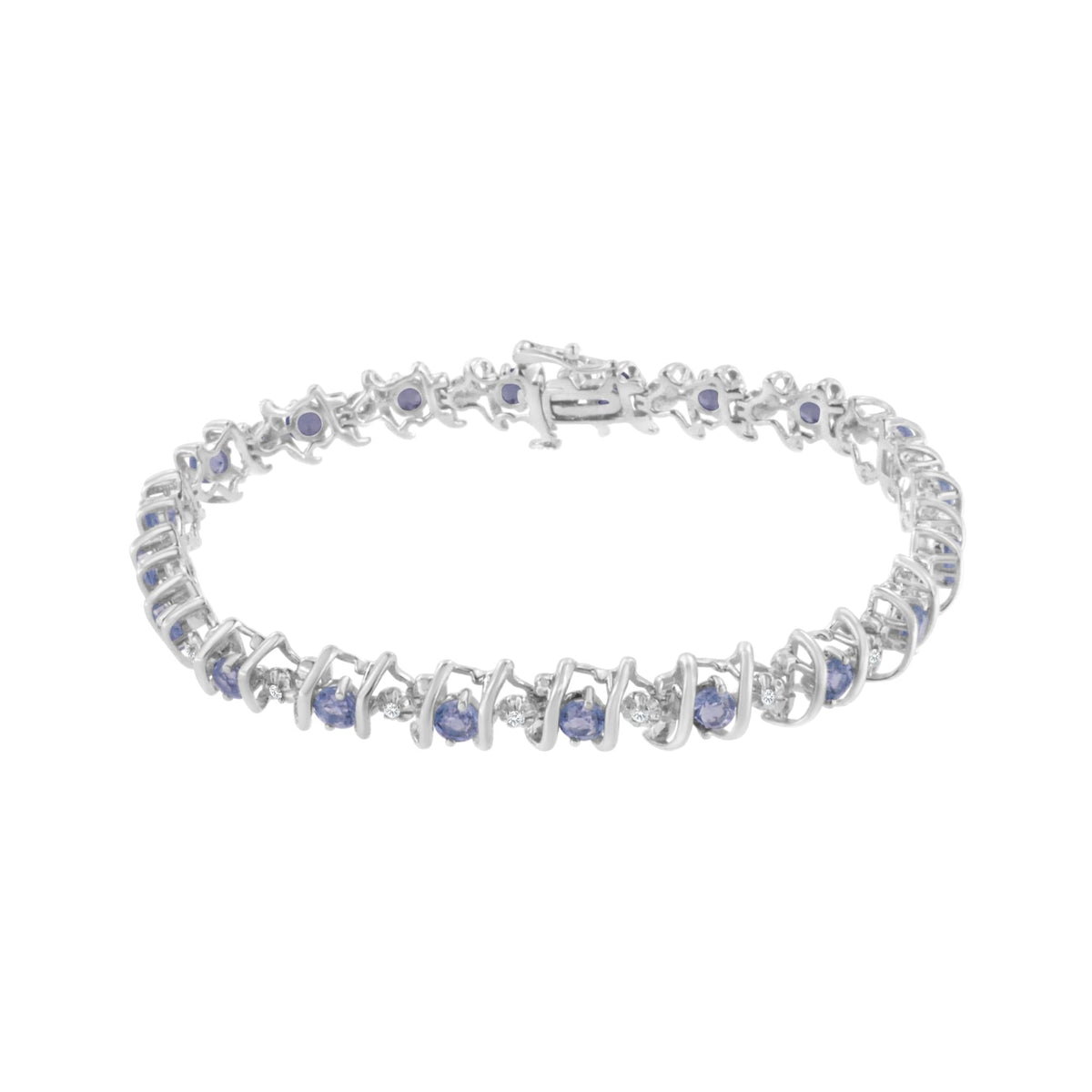 .925 Sterling Silver Lab-Grown Birthstone and 1/6 Cttw Round Diamond Tennis Bracelet (H-I Color, I1-I2 Clarity) - JackiEaslick