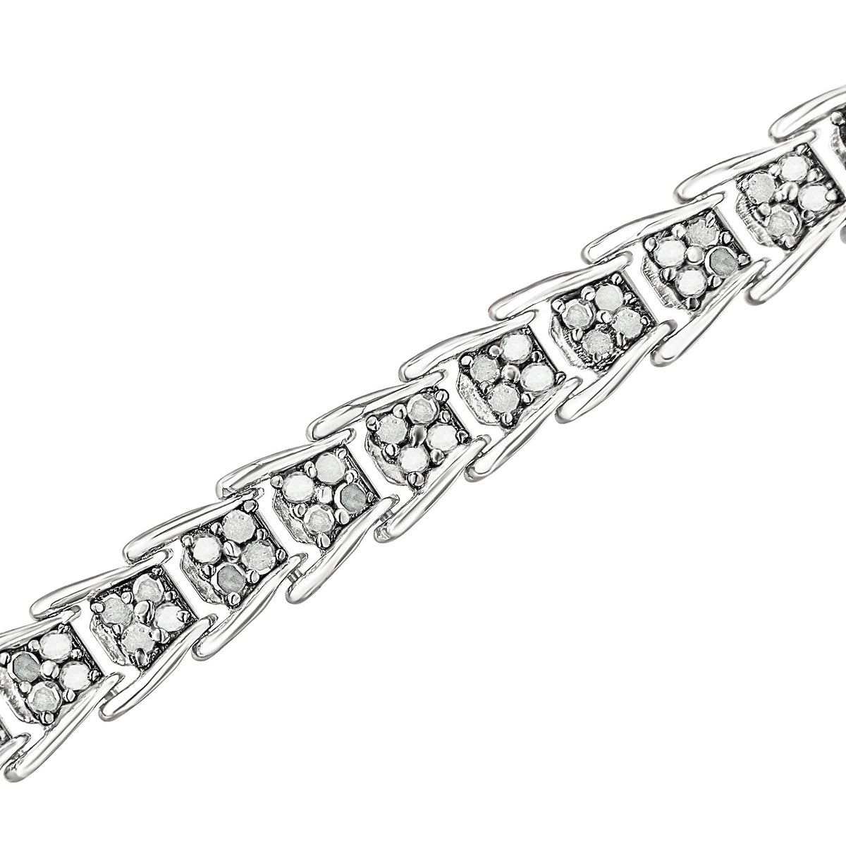 10k White Gold 2 cttw Diamond Fan-Shaped Link Tennis Bracelet (I-J Clarity, I3 Color) - Size 7.25" - JackiEaslick