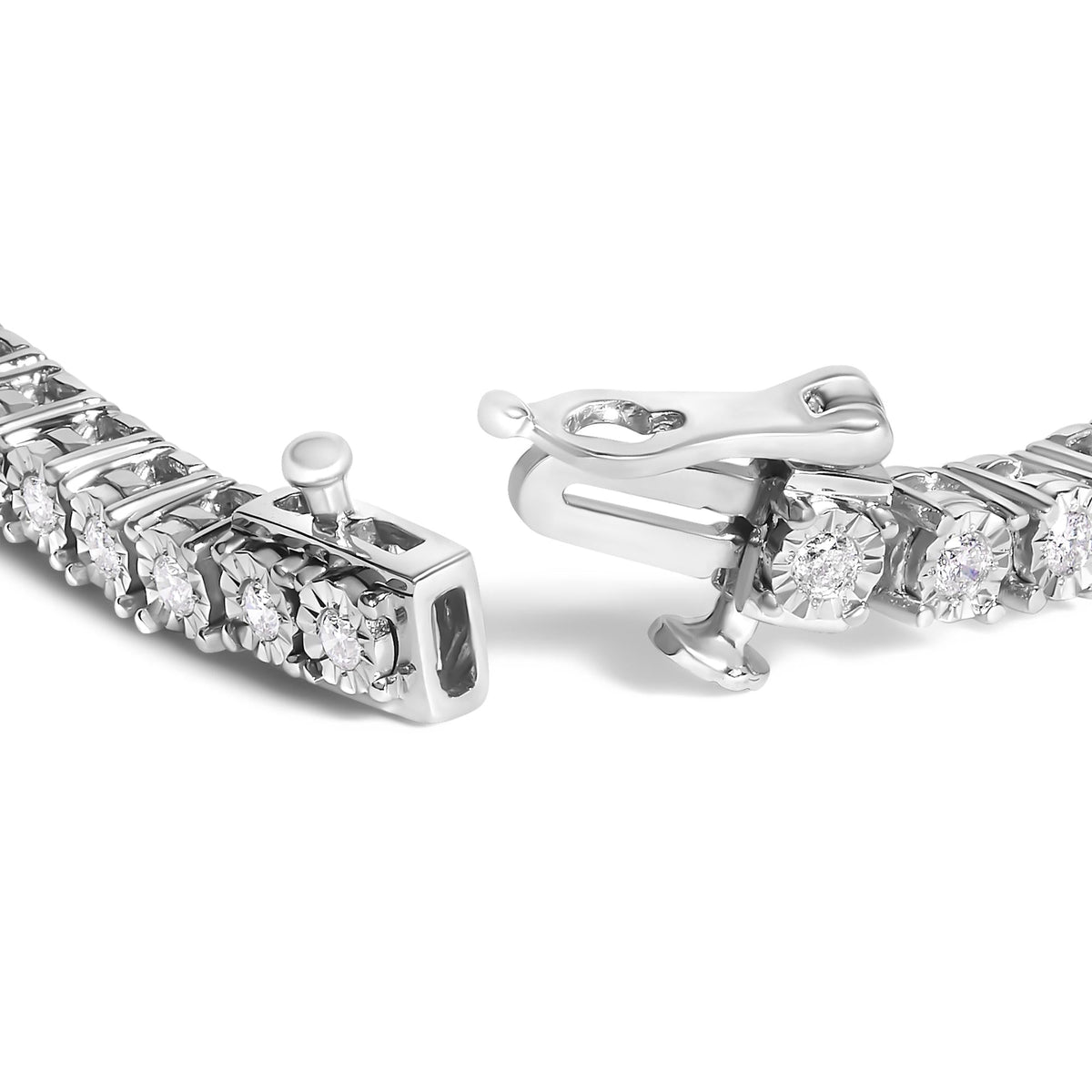 .925 Sterling Silver Lab Grown Diamond Illusion-Set Miracle Plate Tennis Bracelet - 7.25" Inches