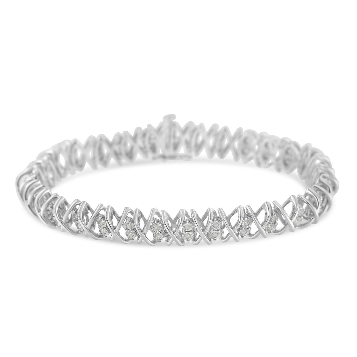 Sterling Silver rose-cut Diamond X-Link Bracelet (1 cttw, I-J Color, I2-I3 Clarity) - JackiEaslick