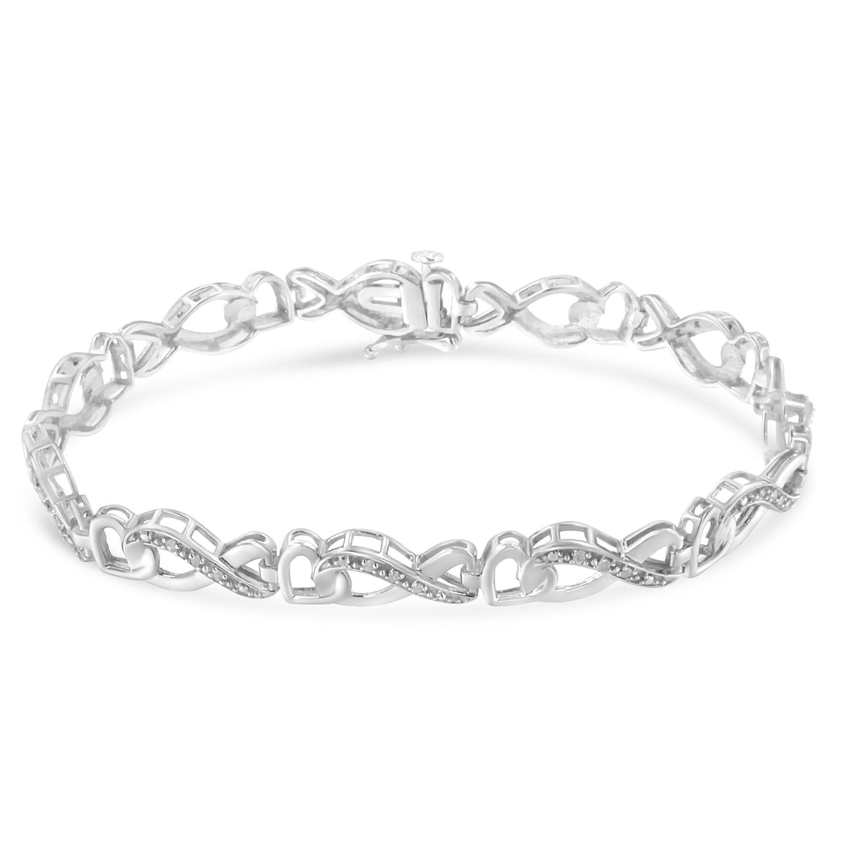 .925 Sterling Silver 1/5 Cttw Diamond 7” Infinity Heart Tennis Bracelet (H-I Color, I2-I3 Clarity) - JackiEaslick