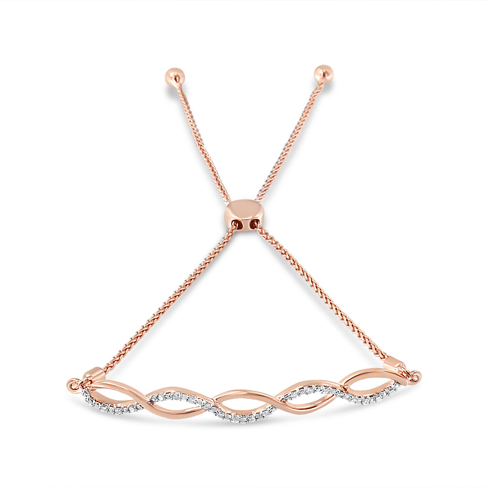 .925 Sterling Silver Diamond Infinity Twist 4”-10” Adjustable Bolo Bracelet (I-J Color, I2-I3 Clarity) - JackiEaslick