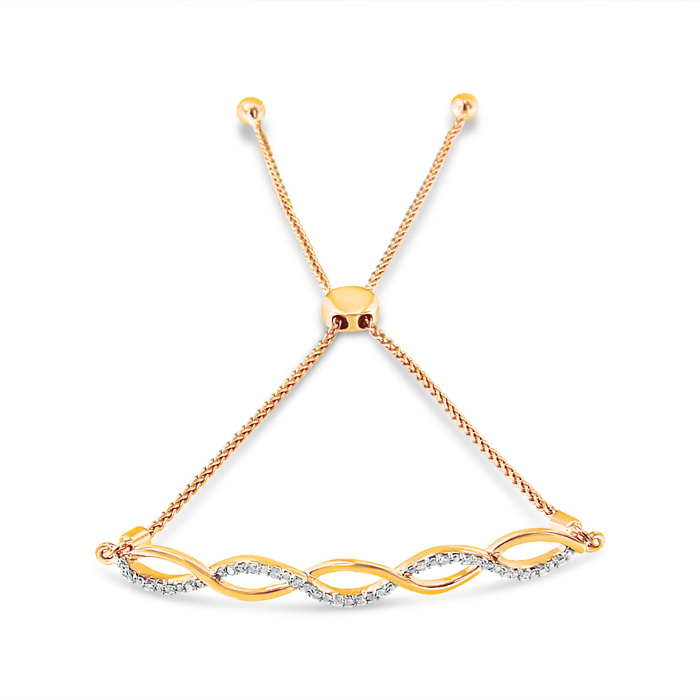 .925 Sterling Silver Diamond Infinity Twist 4”-10” Adjustable Bolo Bracelet (I-J Color, I2-I3 Clarity) - JackiEaslick