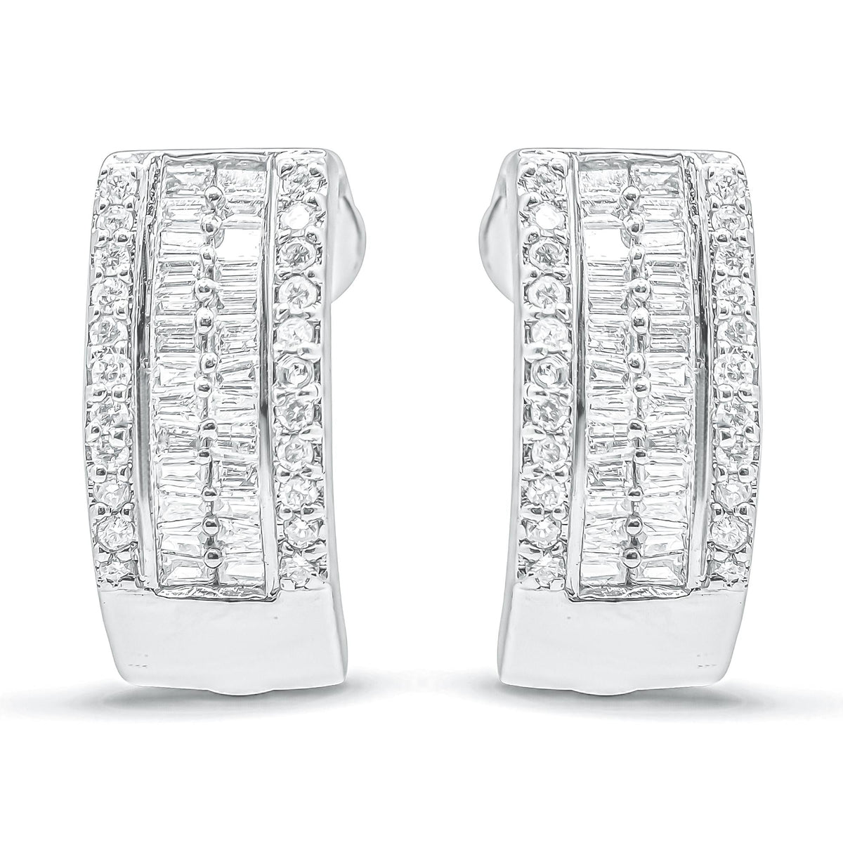 14K White Gold 1 cttw Diamond Huggy Earrings (H-I, SI2-I1)