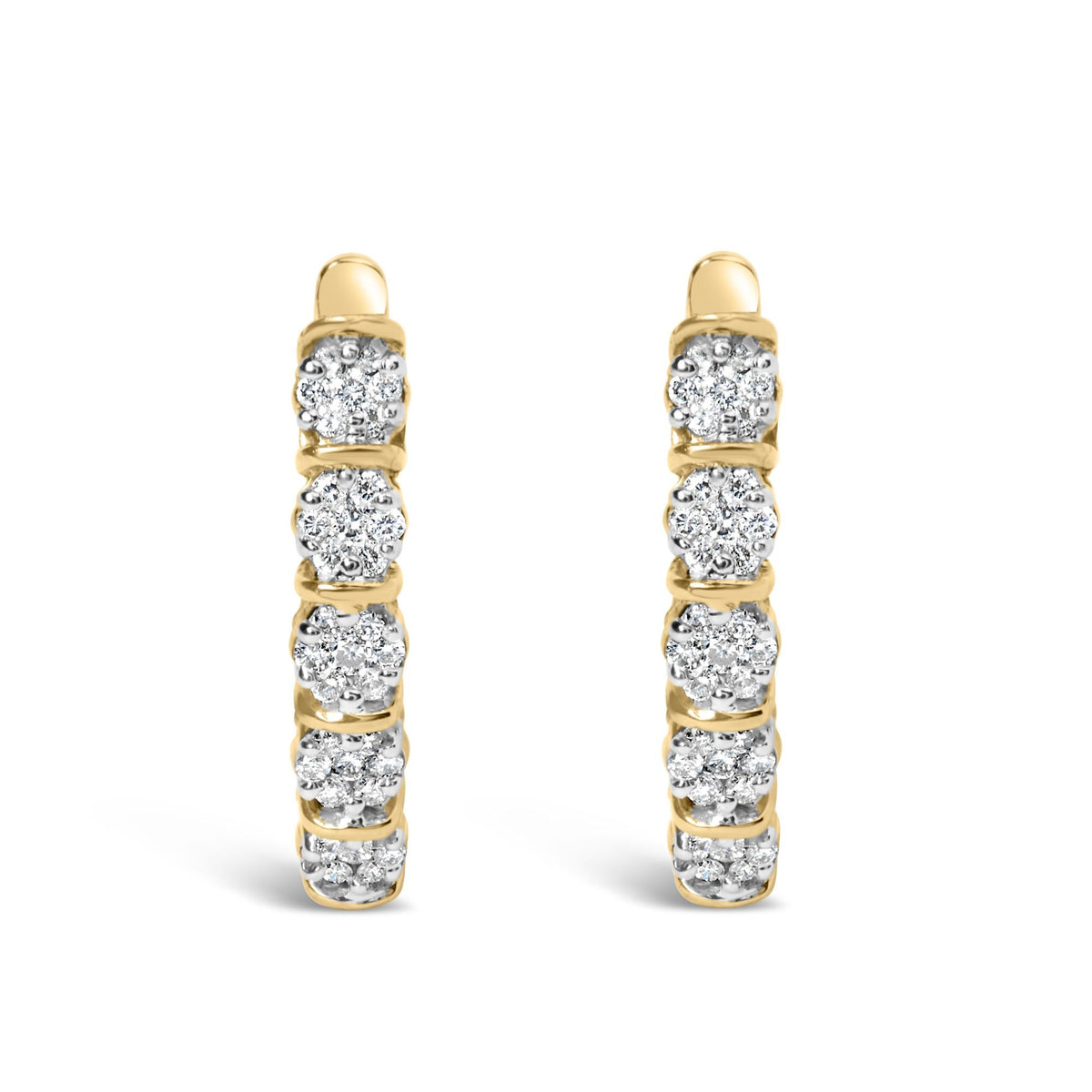 14k Yellow Gold 1/2 Cttw Diamond Cluster Hoop Earrings (H-I Color, SI2-I1 Clarity)