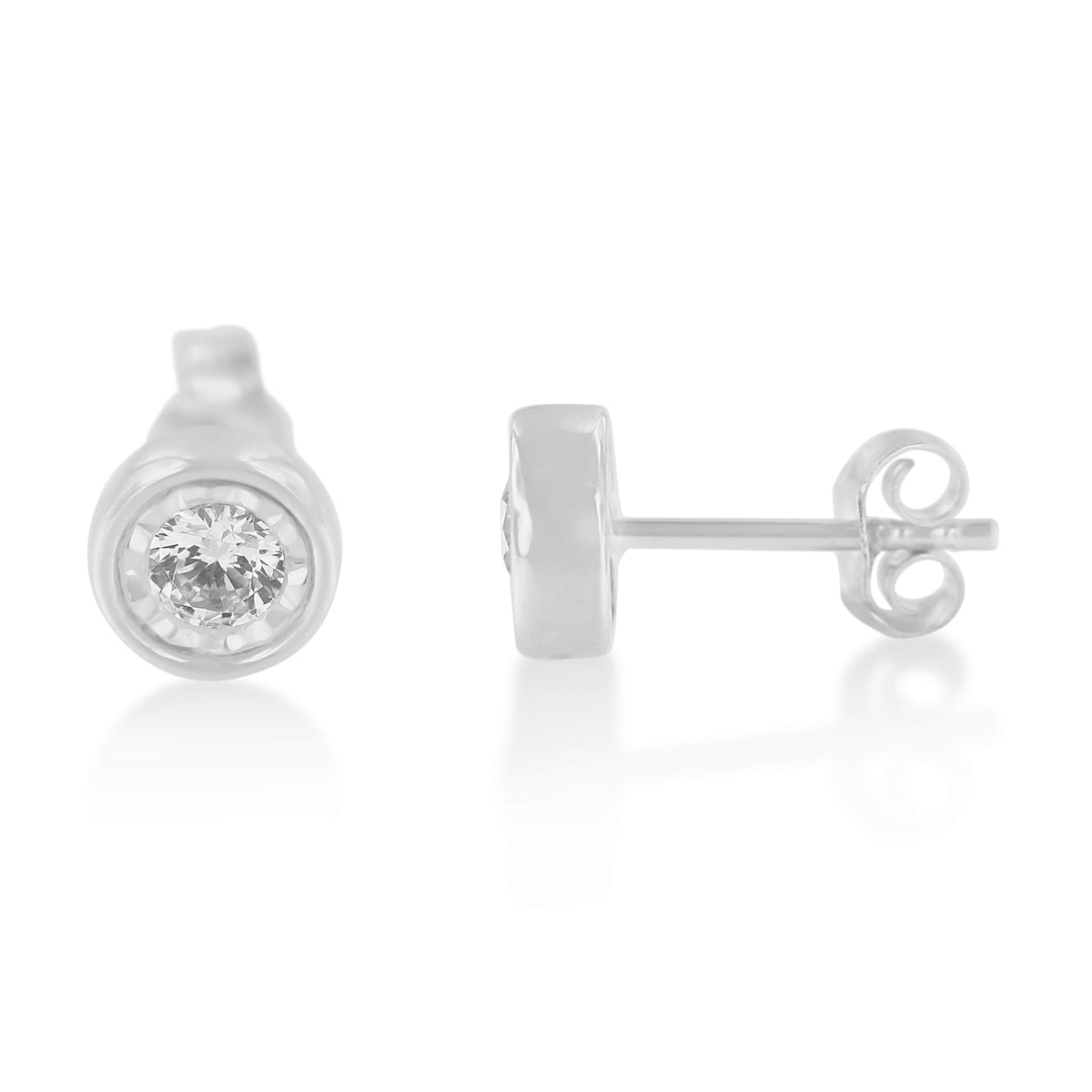 10K White Gold Diamond Floral Stud Earrings (3/8 cttw, I-J Color, I2-I3 Clarity) - JackiEaslick