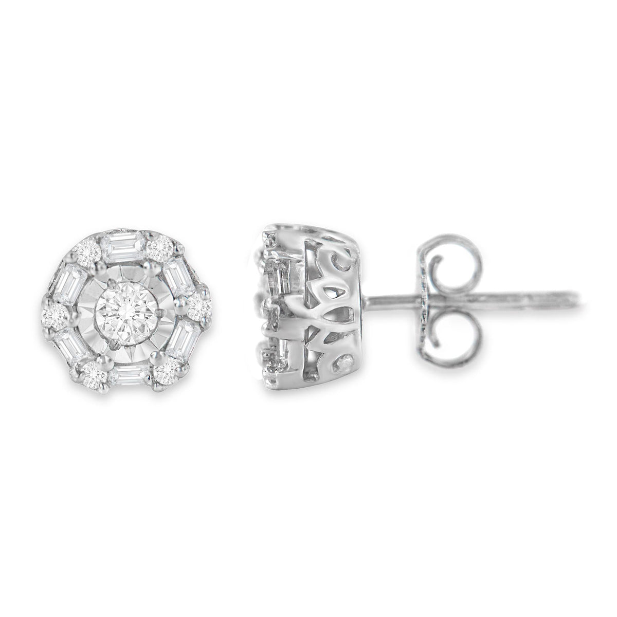 10K White Gold Diamond Stud Earring (1/2 cttw, I-J Color, I3 Clarity) - JackiEaslick