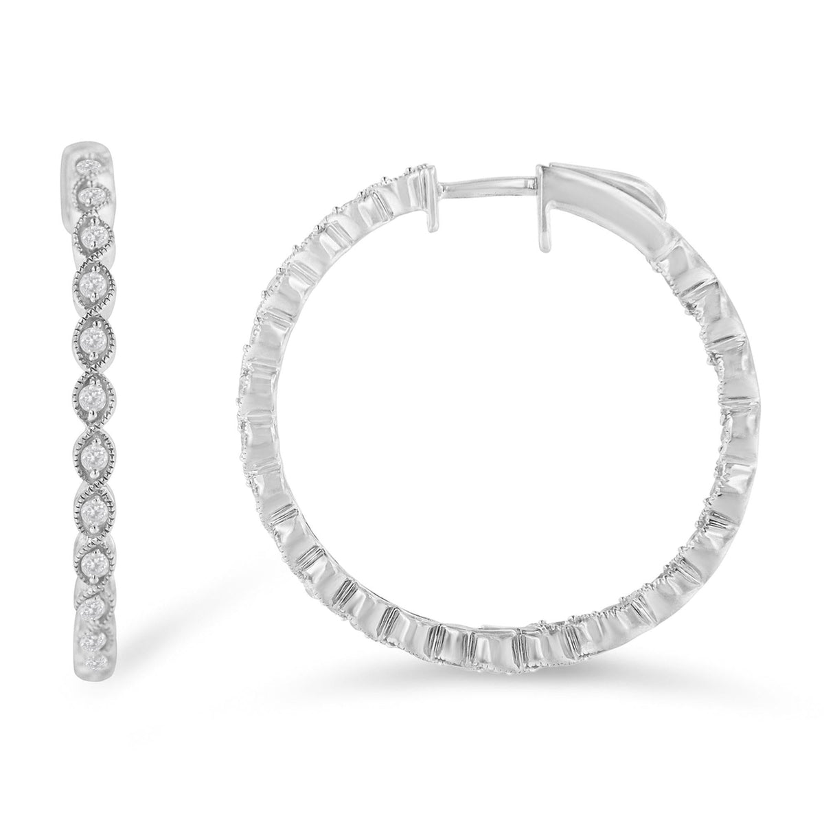 Sterling-Silver Diamond Hoop Earring (3/4 cttw, I-J Color, I3 Clarity) - JackiEaslick