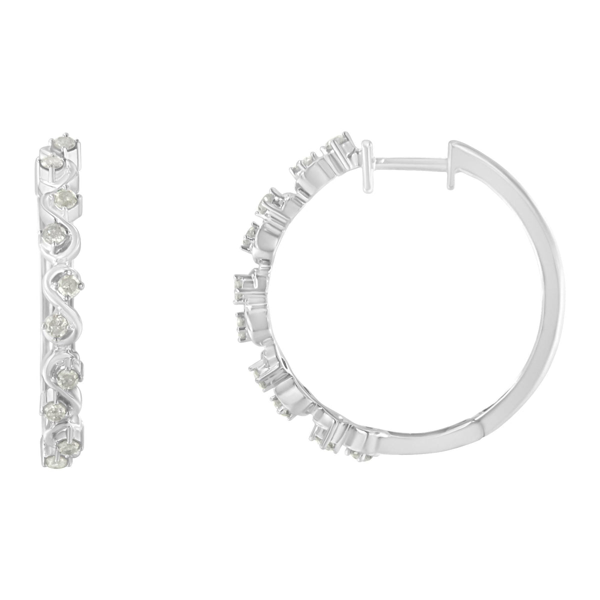 Sterling-Silver Diamond Hoop Earring (1/2 cttw, I-J Color, I3 Clarity) - JackiEaslick