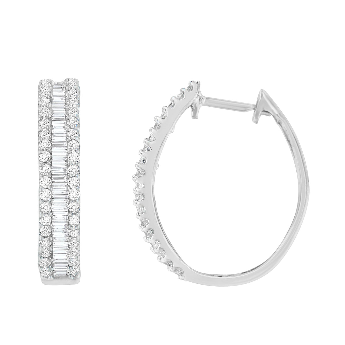 10K White Gold Diamond Hoop Earrings (3/4 cttw, I-J Color, I2-I3 Clarity) - JackiEaslick