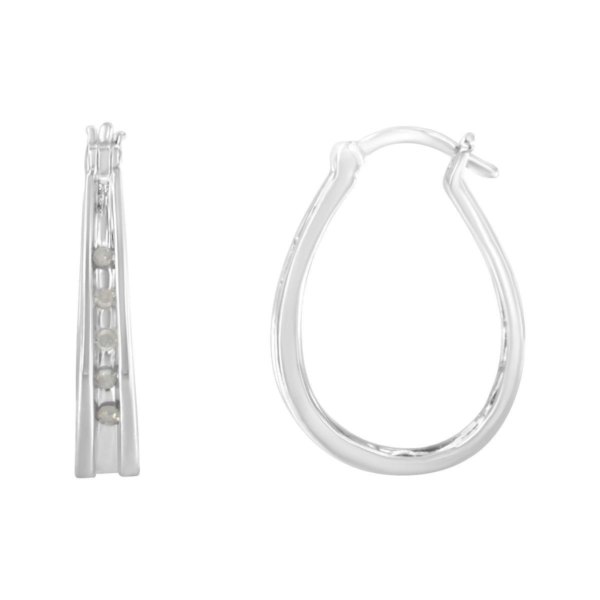 .925 Sterling Silver 1/10 Cttw Diamond Hoop Earrings (I-J Color, I3 Clarity) - JackiEaslick