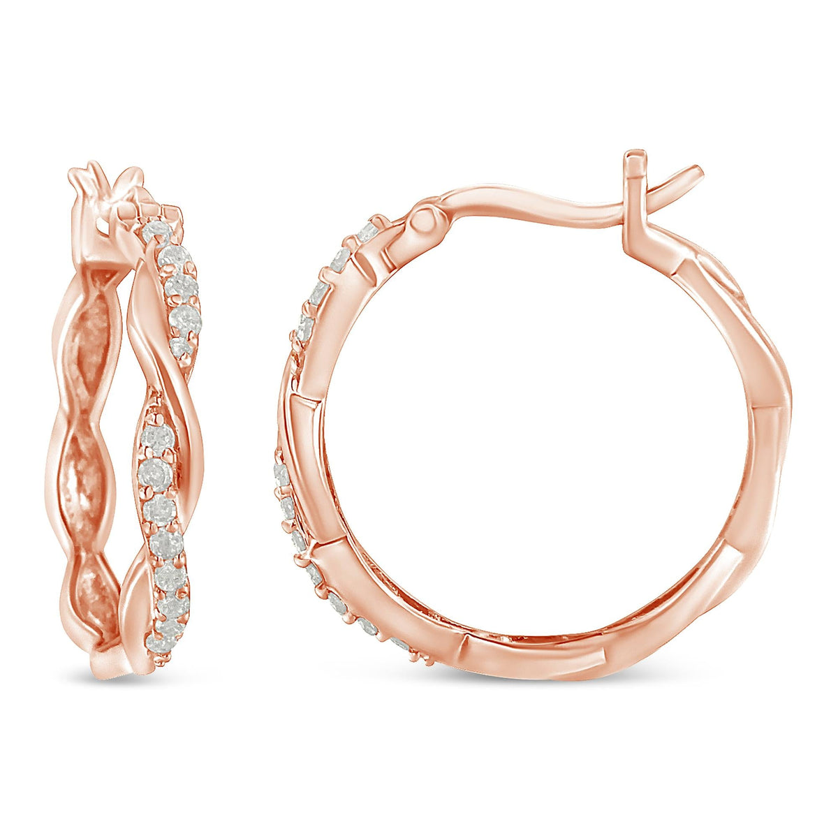 .925 Sterling-Silver 1/4 cttw Pave Set Diamond Twisted Spiral Hoop Earring (I-J Color, I3 Clarity) - JackiEaslick