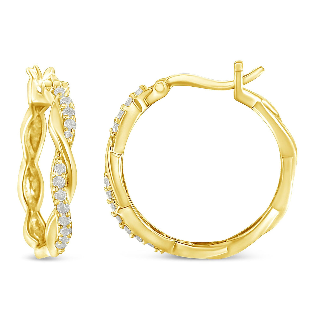 .925 Sterling-Silver 1/4 cttw Pave Set Diamond Twisted Spiral Hoop Earring (I-J Color, I3 Clarity) - JackiEaslick