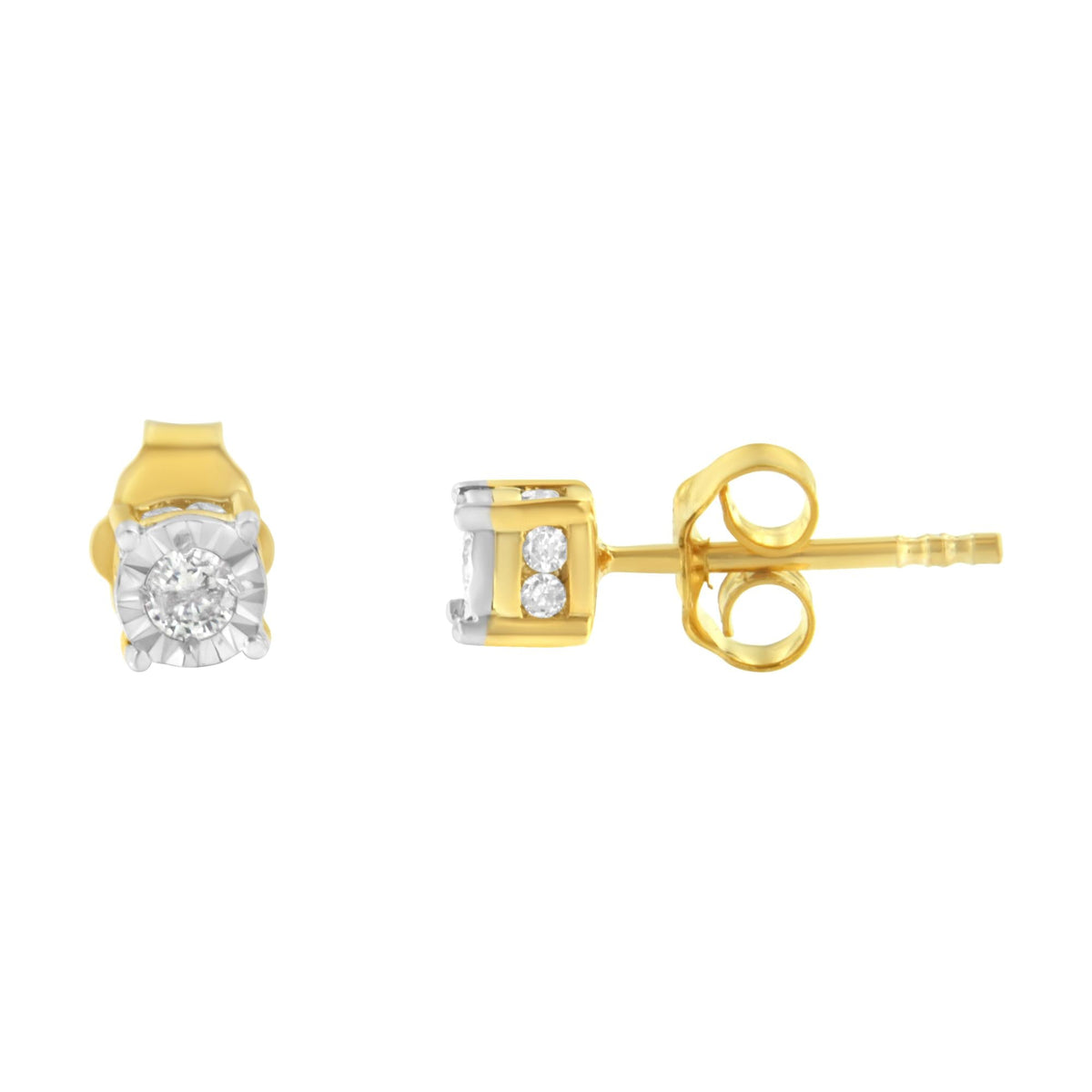 Yellow Plated Sterling Silver Diamond Stud Earring (1/4 cttw, I-J Color, I2-I3 Clarity) - JackiEaslick