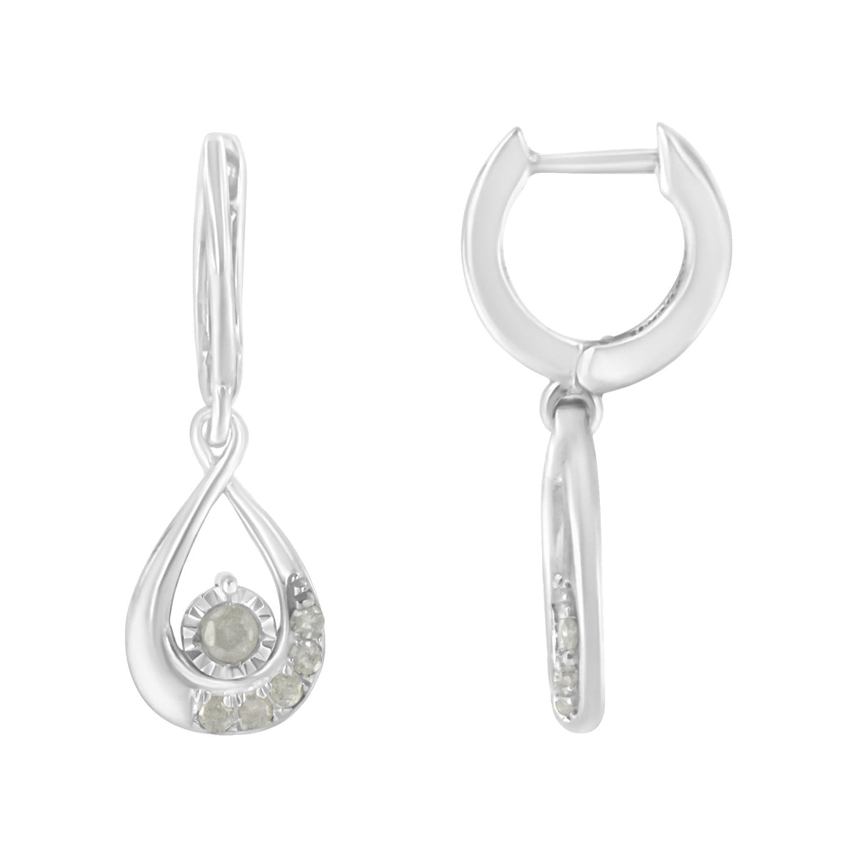 .925 Sterling-Silver 1/5 cttw Miracle-Set Round Diamond Drop and Dangle Hoop Earring (I-J Color, I3 Clarity) - JackiEaslick