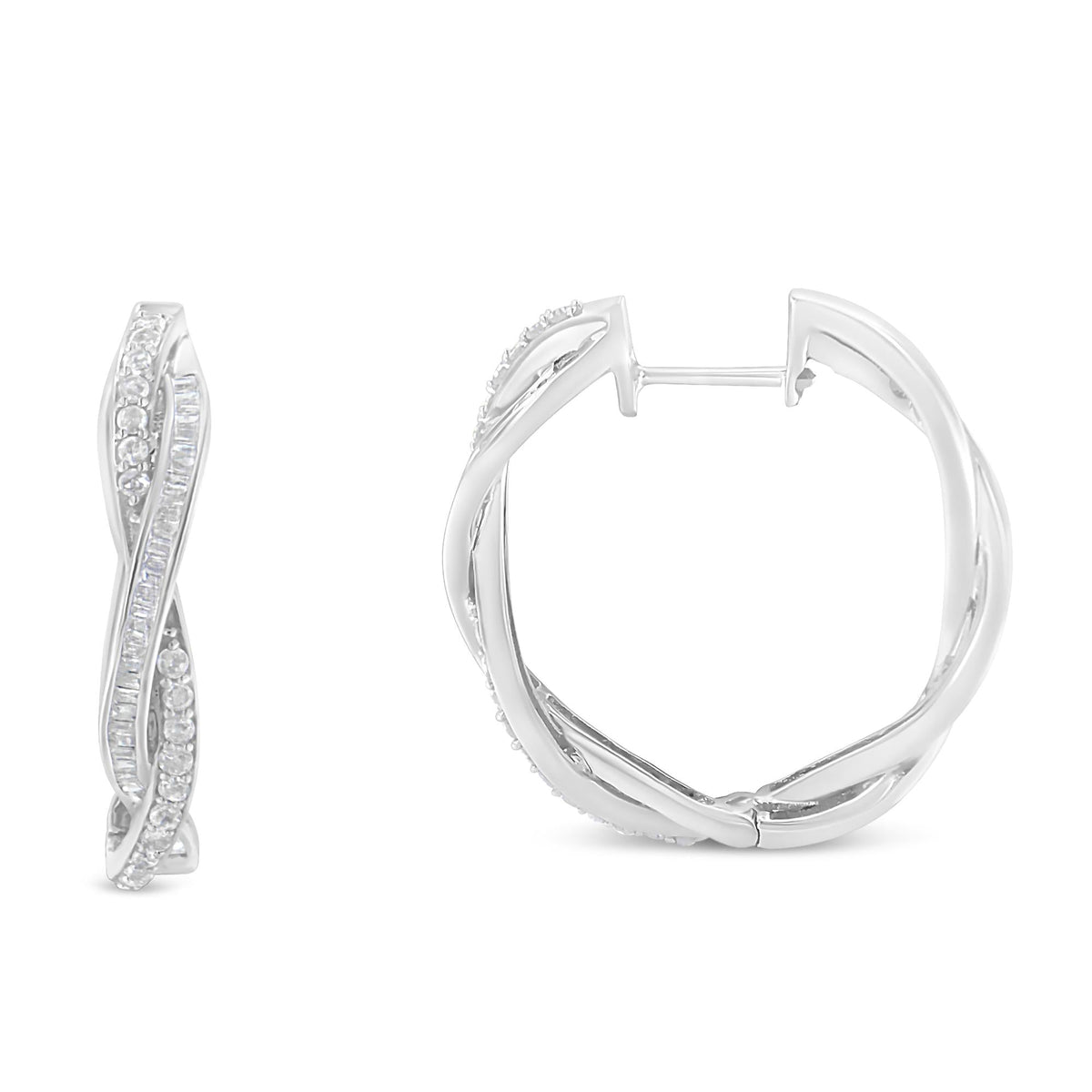 Sterling-Silver Diamond Hoop Earring (0.75 cttw, I-J Color, I2-I3 Clarity) - JackiEaslick