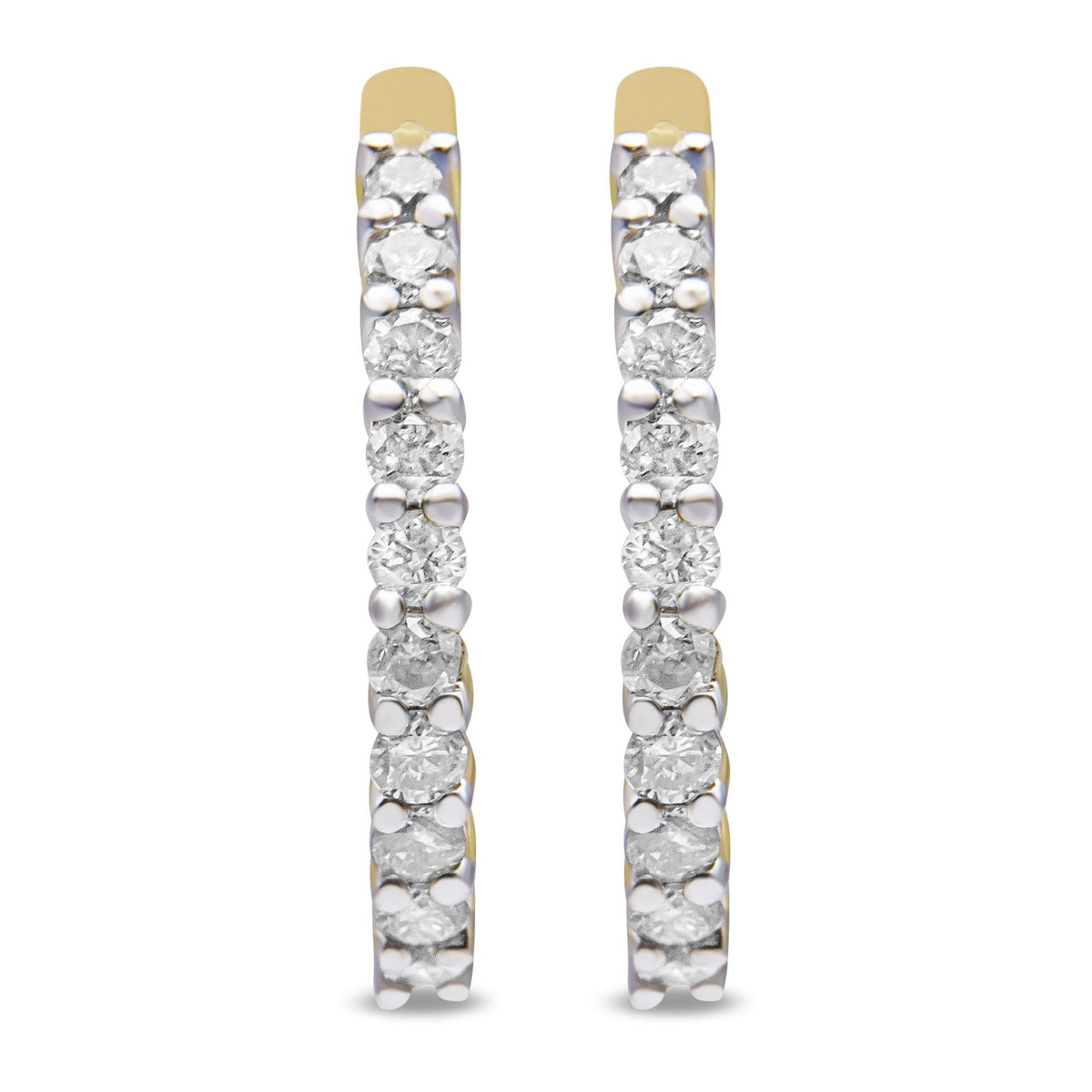 10K Yellow Gold 1/2 Cttw Prong Set Round-Cut Diamond Hoop Earrings (I-J Color, I1-I2 Clarity) - JackiEaslick