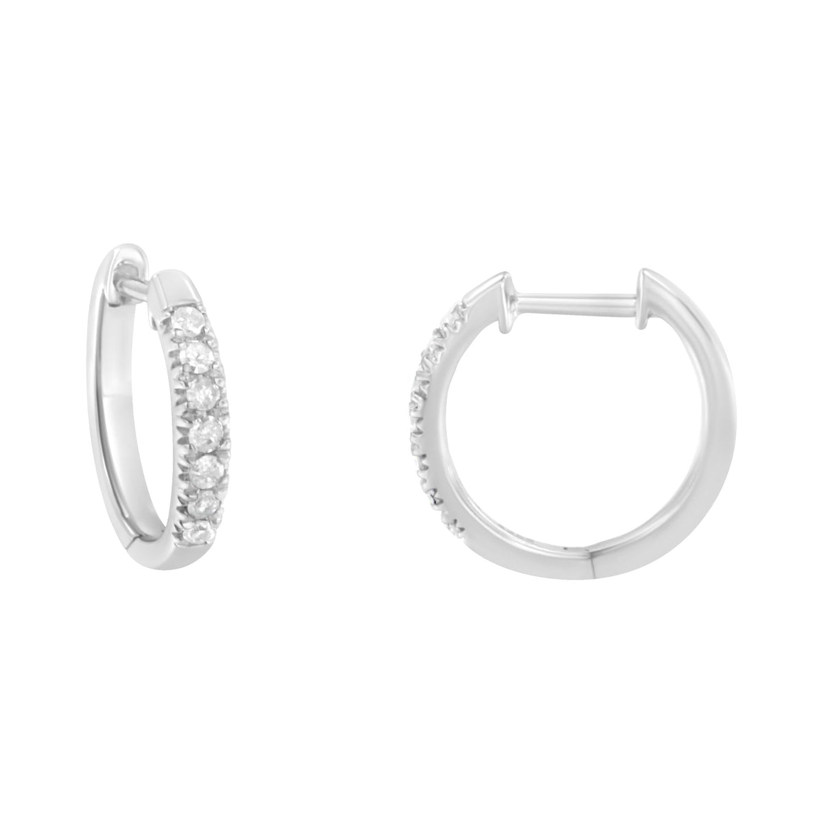 .925 Sterling Silver 1/4 Cttw Diamond Hoop Earrings (I-J Color, I3 Clarity) - JackiEaslick