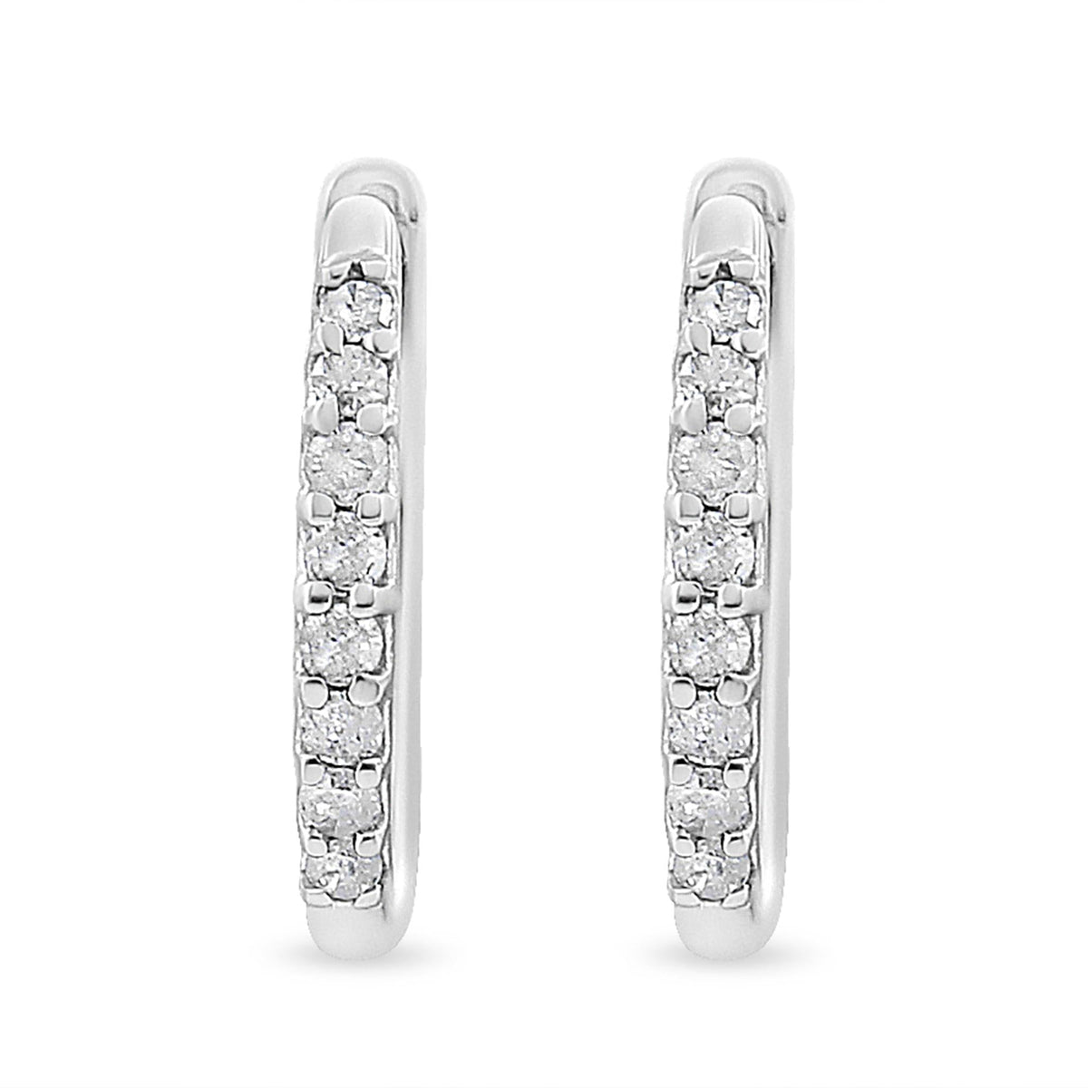 10K White Gold 1/5 Cttw Round-Cut Diamond Modern Hoop Earrings (I-J Color, I3 Clarity) - JackiEaslick