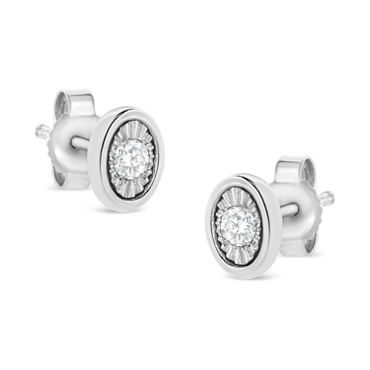.925 Sterling Silver 1/10 Cttw Miracle-Set Diamond Stud Earrings (I-J Color, I2-I3 Clarity) - Choice of Shapes