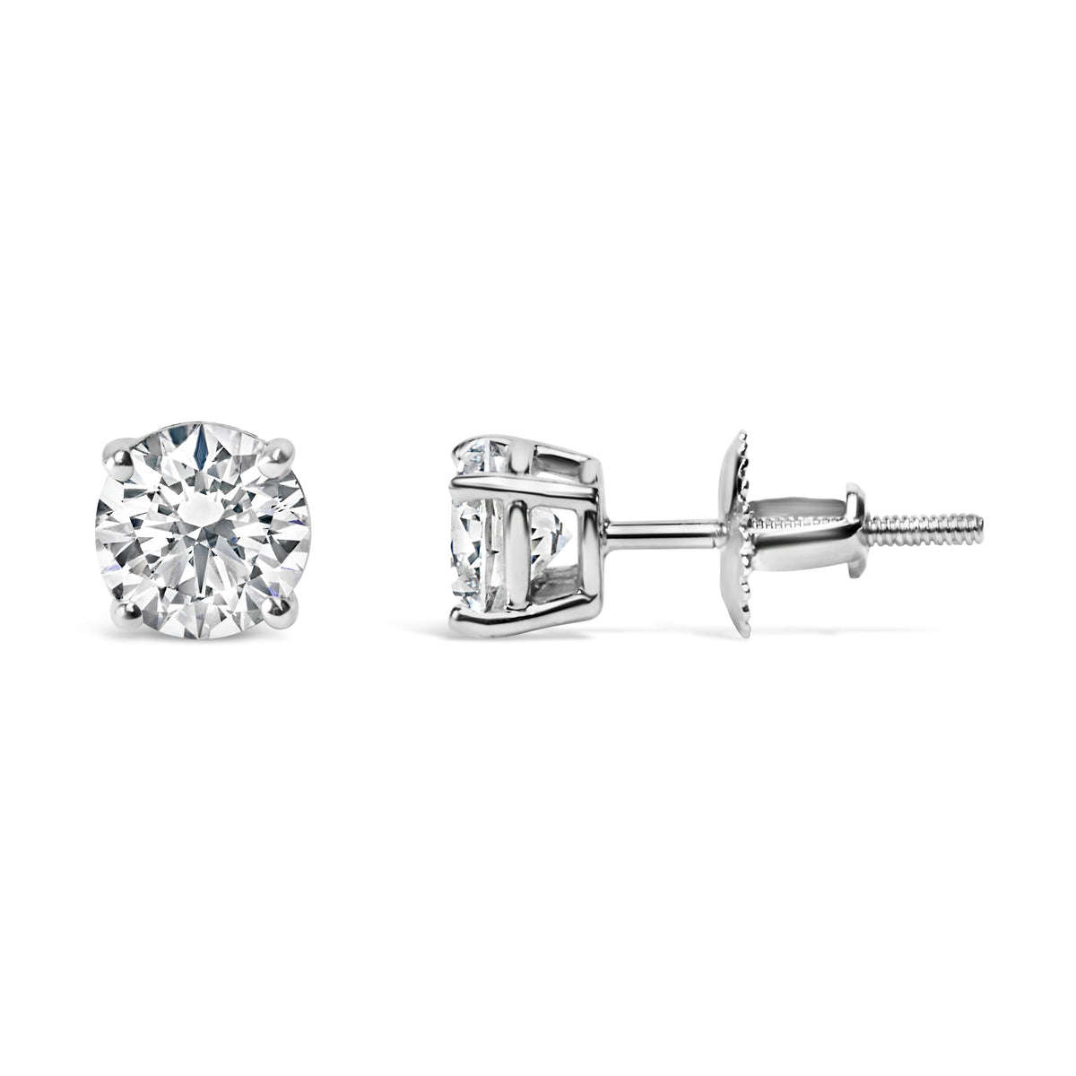 14K Gold 3.0 Cttw Lab Grown Diamond Solitaire Stud Earrings