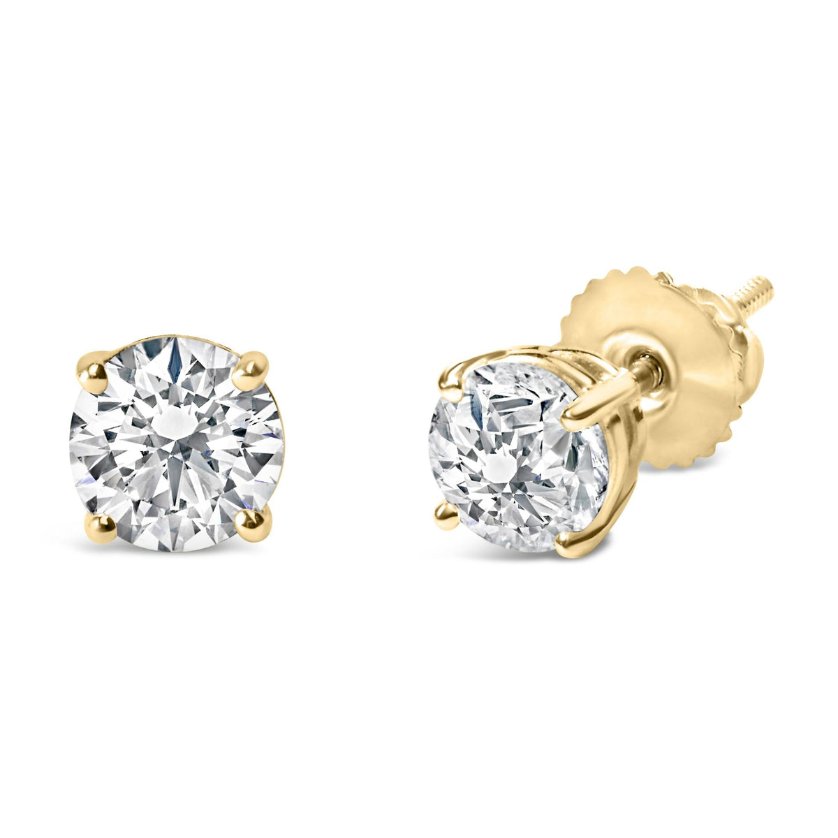 14K Gold 3.0 Cttw Lab Grown Diamond Solitaire Stud Earrings