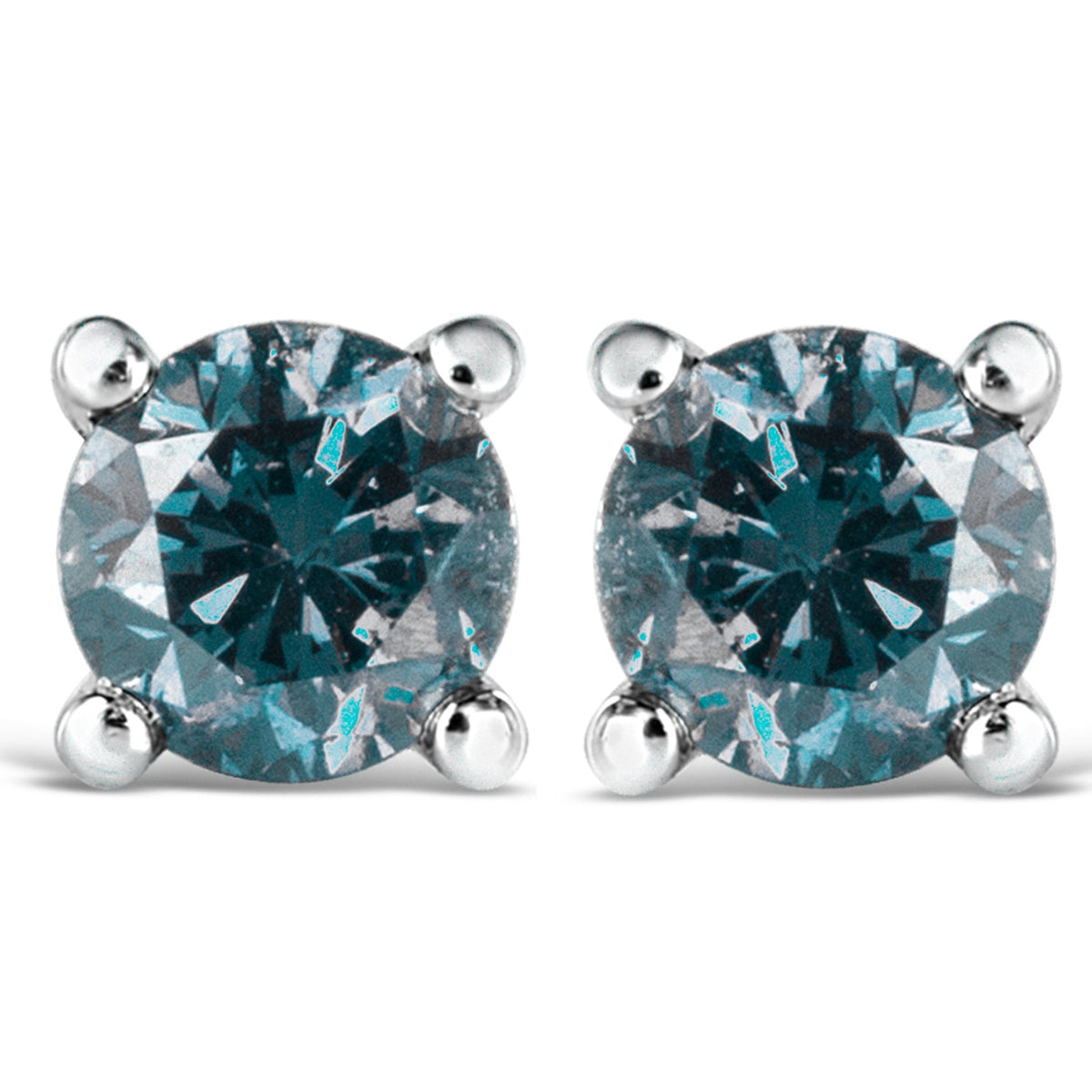 10K Gold Lab Created Round Brilliant Cut Diamond Classic 4-Prong Solitaire Stud Earrings