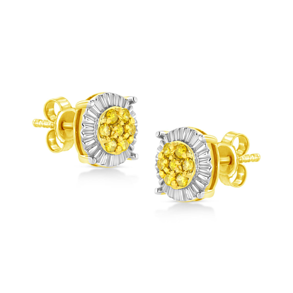 .925 Sterling Silver 1/4 Cttw Treated Diamond Cluster Flower Earrings