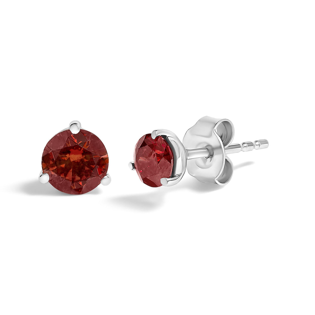 14K White Gold 1/2 Cttw Lab-Grown Round Brilliant-Cut Colored Diamond Classic 3-Prong Martini set Stud Earrings (VS1-VS2 Clarity)