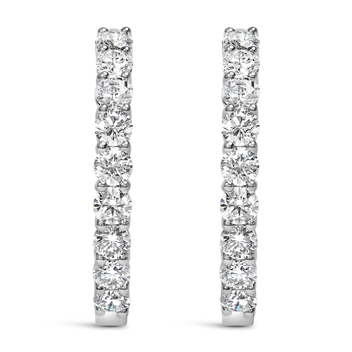 14K White Gold 3.00 Cttw Inside Out Lab Grown Diamond Hoop Earrings