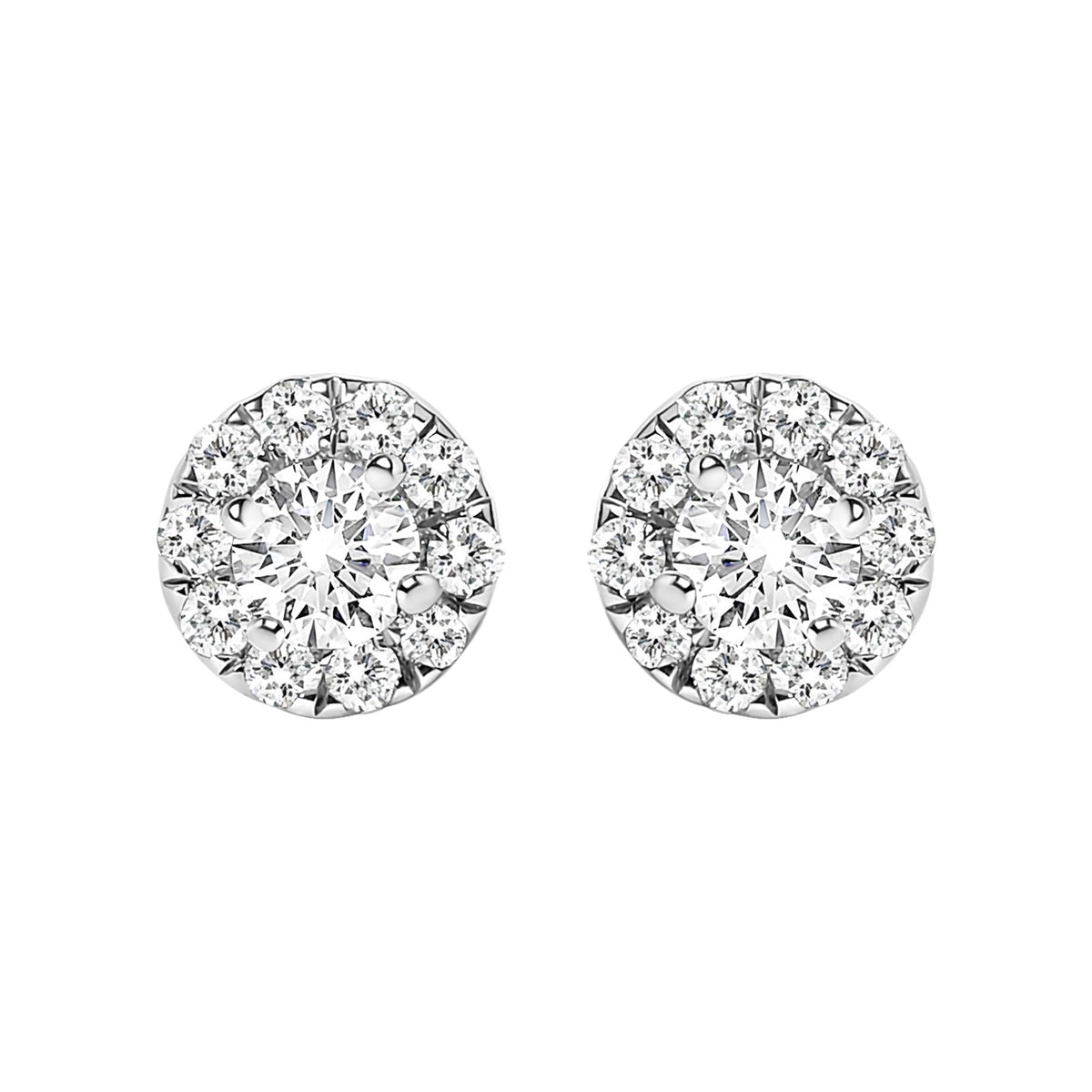 14K White Gold 1/3 Cttw Lab-Grown Diamond Halo Stud Earring (F-G Color, VS1-VS2 Clarity)