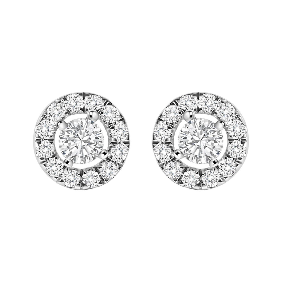 14K White Gold 3/4 Cttw Lab-Grown Diamond Floating Halo Stud Earring (F-G Color, VS1-VS2 Clarity)