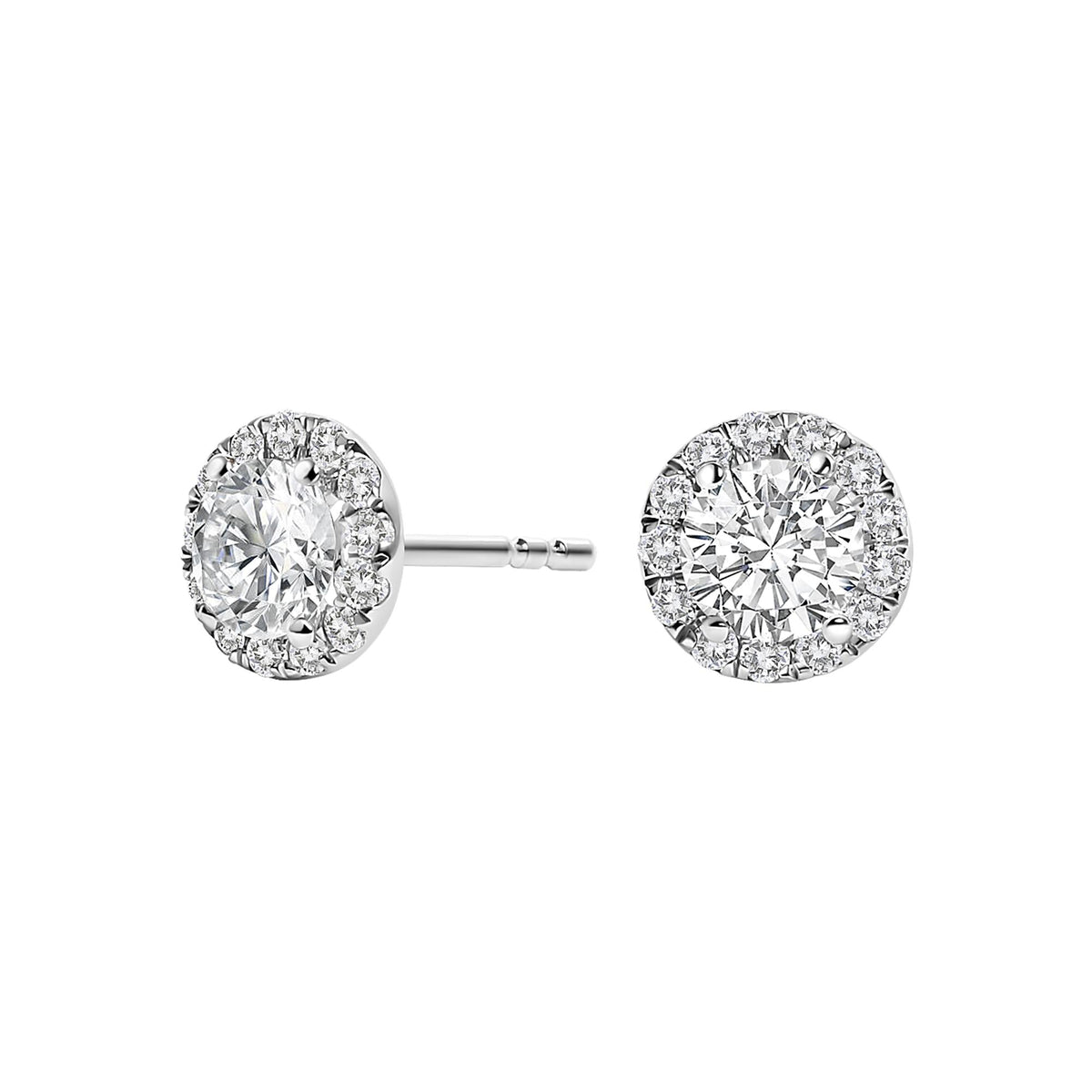 14K White Gold 1.0 Cttw Lab-Grown Diamond Halo Stud Earring (F-G Color, VS1-VS2 Clarity)