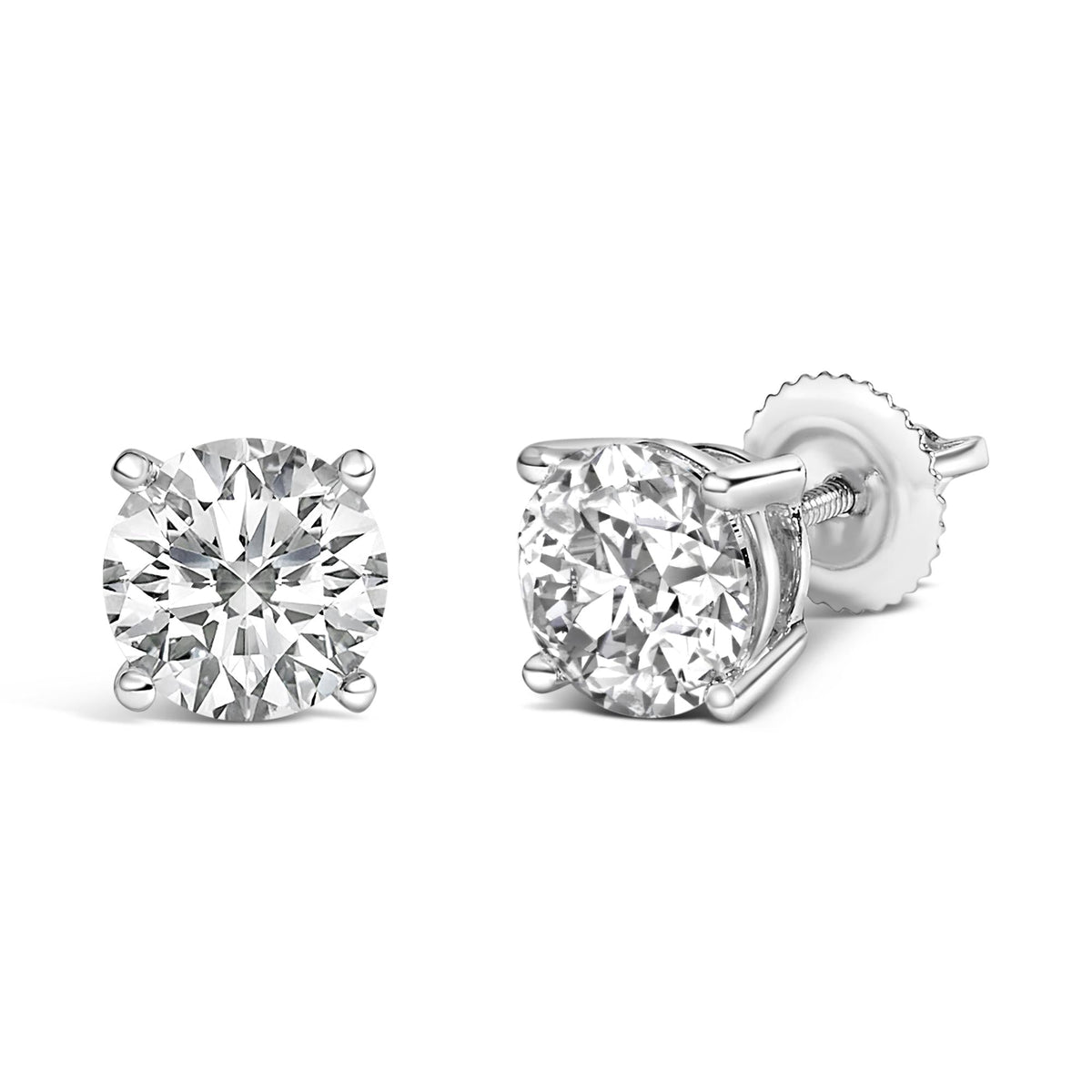 14K White Gold 2 1/2 Cttw Lab Grown Diamond Solitaire Stud Earrings