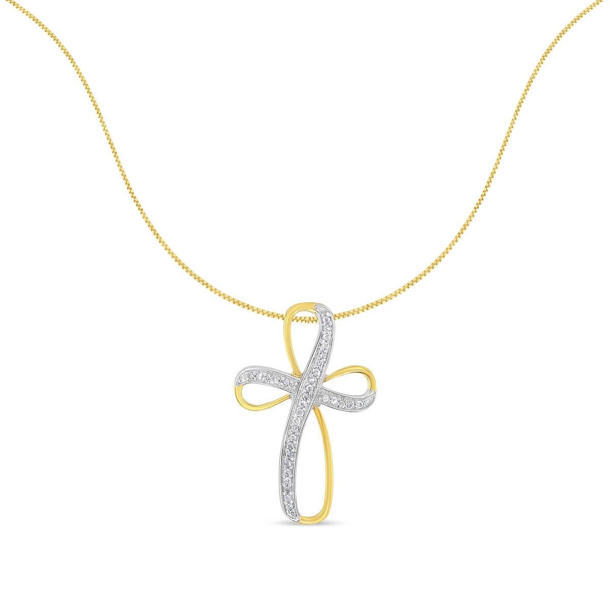 Two Tone .925 Sterling Silver 1/10 cttw Round Diamond Fashion Pendant Necklace (H-I, I3)
