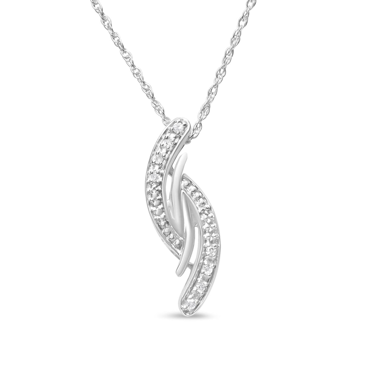 .925 Sterling Silver Diamond Accent Bypass Curve 18" Pendant Necklace (I-J Color, I3 Clarity) - JackiEaslick