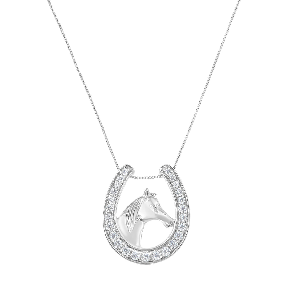 .925 Sterling Silver 1/4 cttw Diamond U Shape Pendant Necklace (I-J, I3-Promo) - JackiEaslick